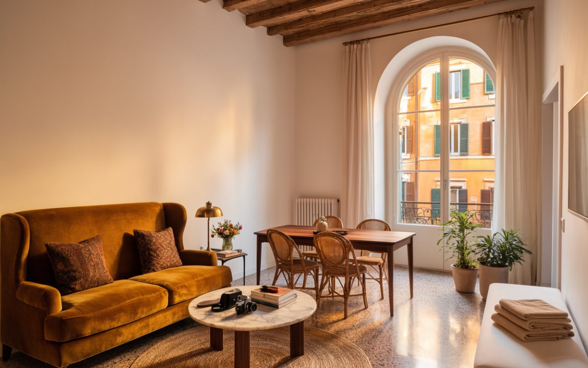 Appartamenti in vendita a Roma: casa vacanze con travi a vista nel rione Monti
